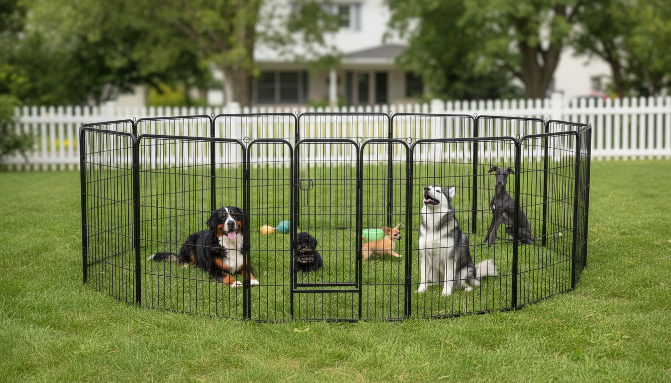 16-Panel Heavy Duty Dog Playpen: Lockable Door Safety