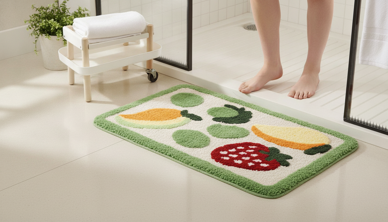 Fruit High-Low Velvet Bath Mat: Plush, Non-Slip