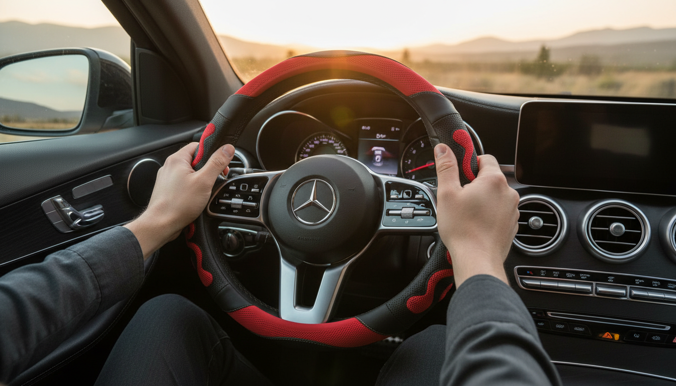 Honeycomb Grip Carbon Fiber Style Steering Wheel Cover