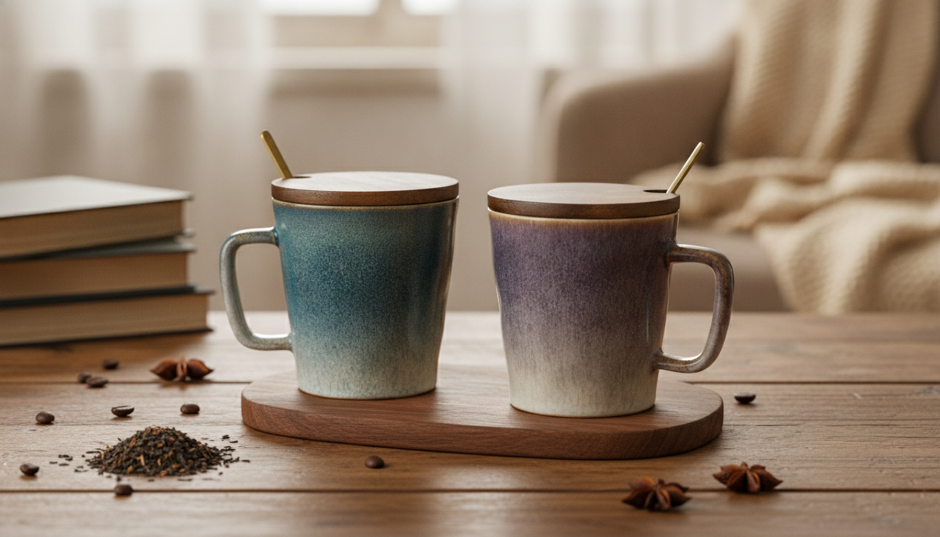 Retro Porcelain Mug Set (2pcs) for Coffee & Tea