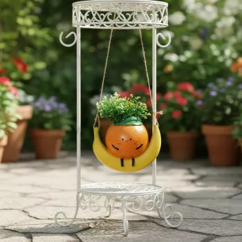 Cute Fruit Swing Hanging Planter: Apple & Orange Pots